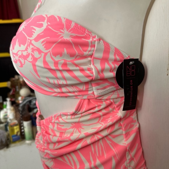 No Boundaries One Piece Tropical Cutout Swimsuit New Size Large 11-13 - Picture 4 of 10